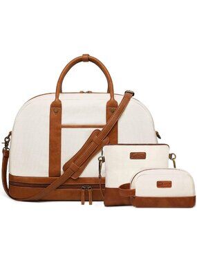 Spacious Canvas Weekender Tote Bag with Shoe Compartment - Perfect for Travel